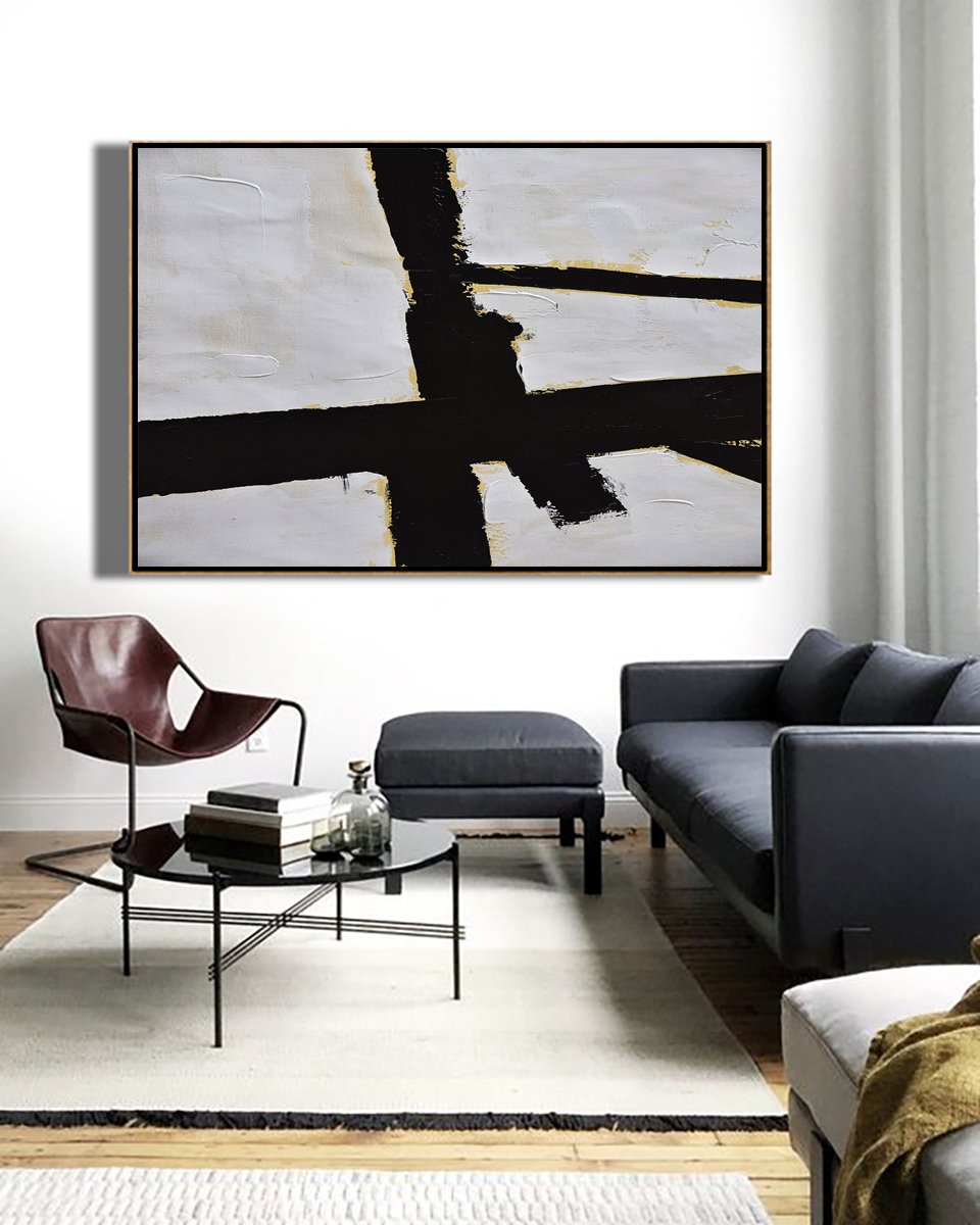Horizontal Palette Knife Minimalist Art #C4Z